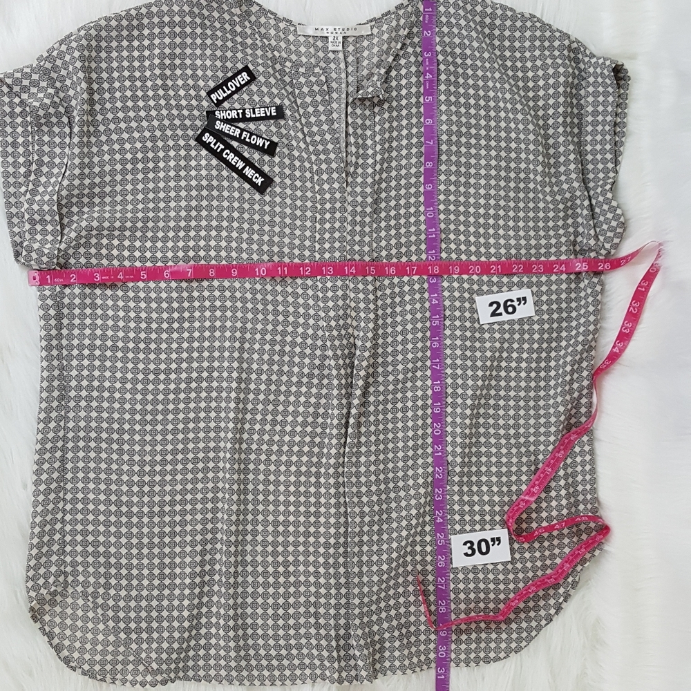 Max Studio Grey Short Sleeve Popover Top Size 2X - Picture 4 of 8